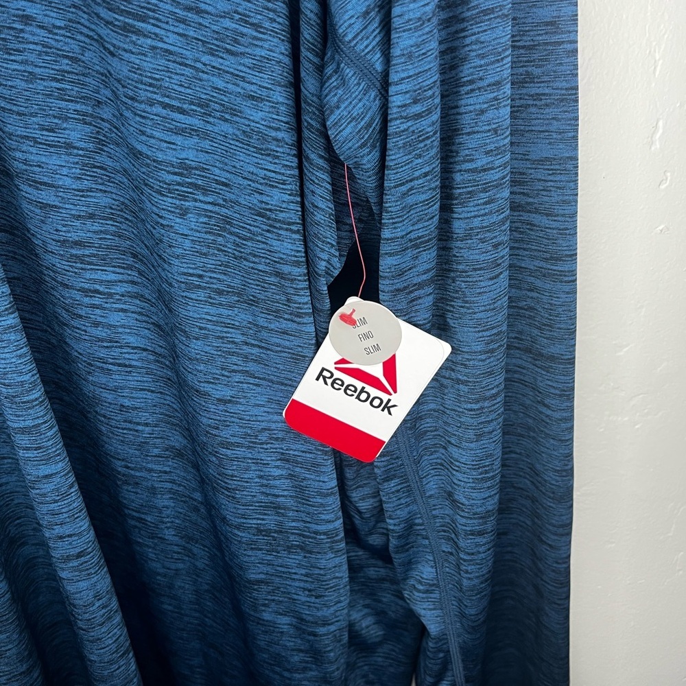 NWT Men’s Reebok Blue Heather Quarter-Zip Top - Picture 3 of 4